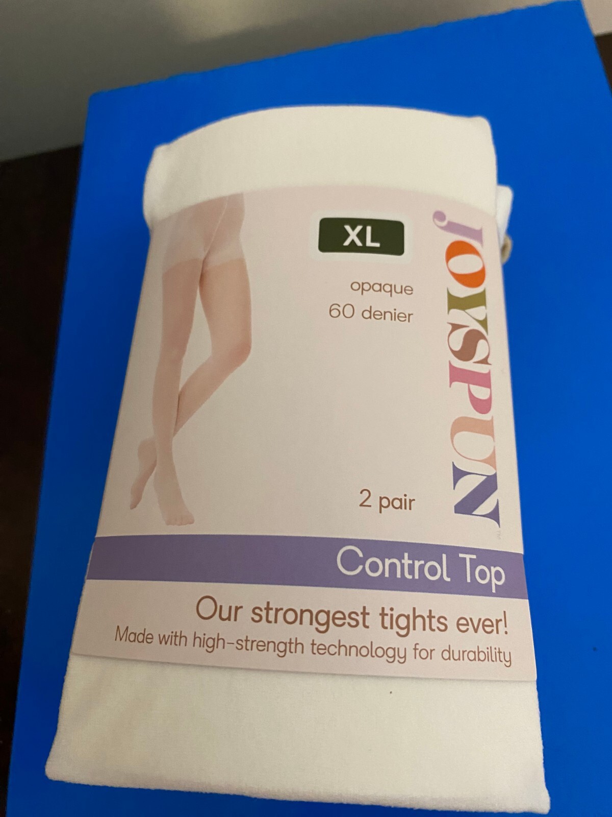 NEW WOMEN’S SIZE XL JOYSPUN 2 PACK WHITE /CHINO OPAQUE TIGHTS 60 DENIER