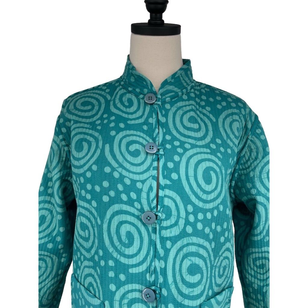 Draper’s & Damon’s Womens M Reversible Dragonfly/Swirl Quilted Jacket Multicolor