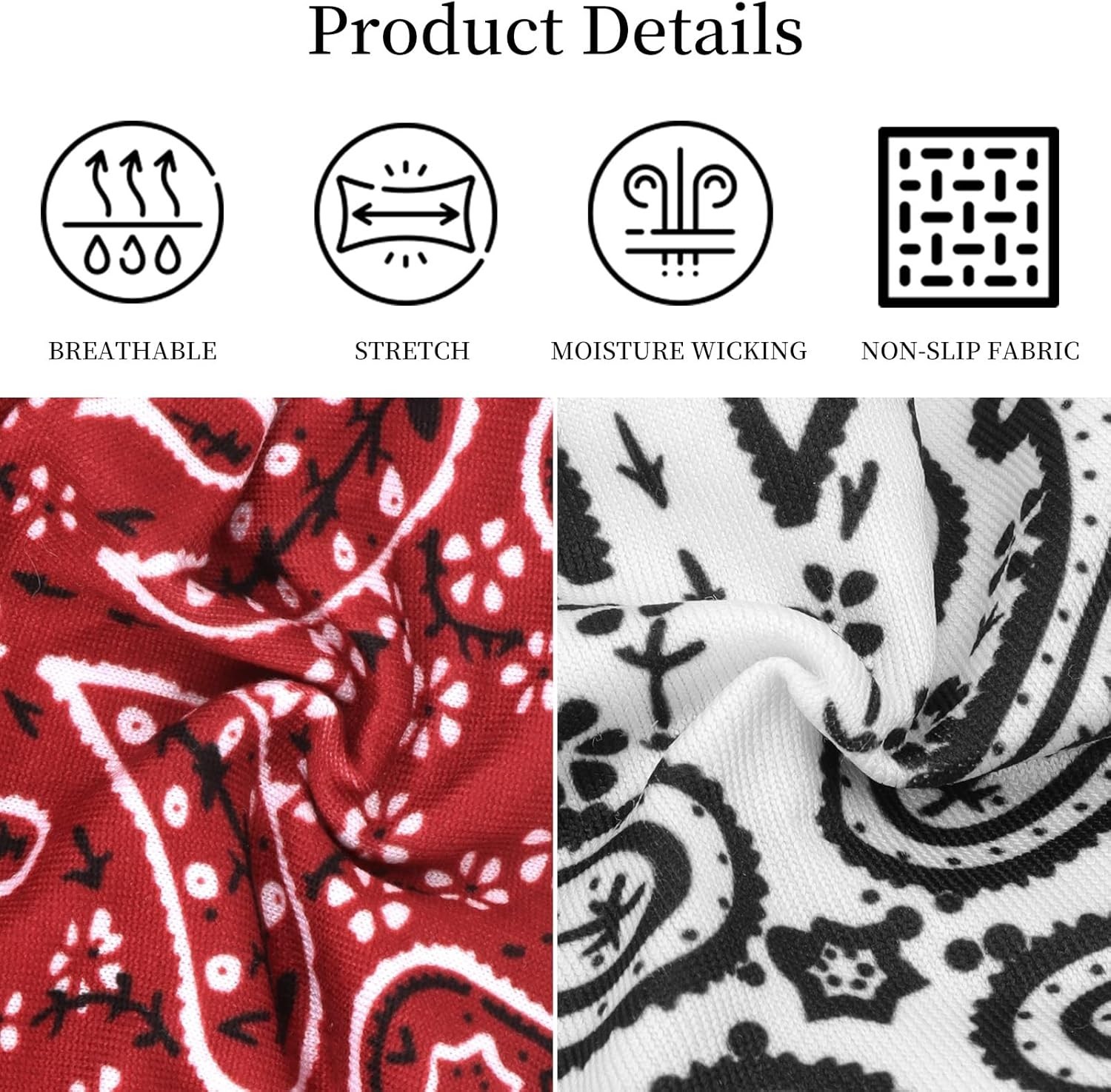 6Pcs Headbands Paisley Bandanas Head Bands Sweat Band Hair Wrap Headwrap Fashion
