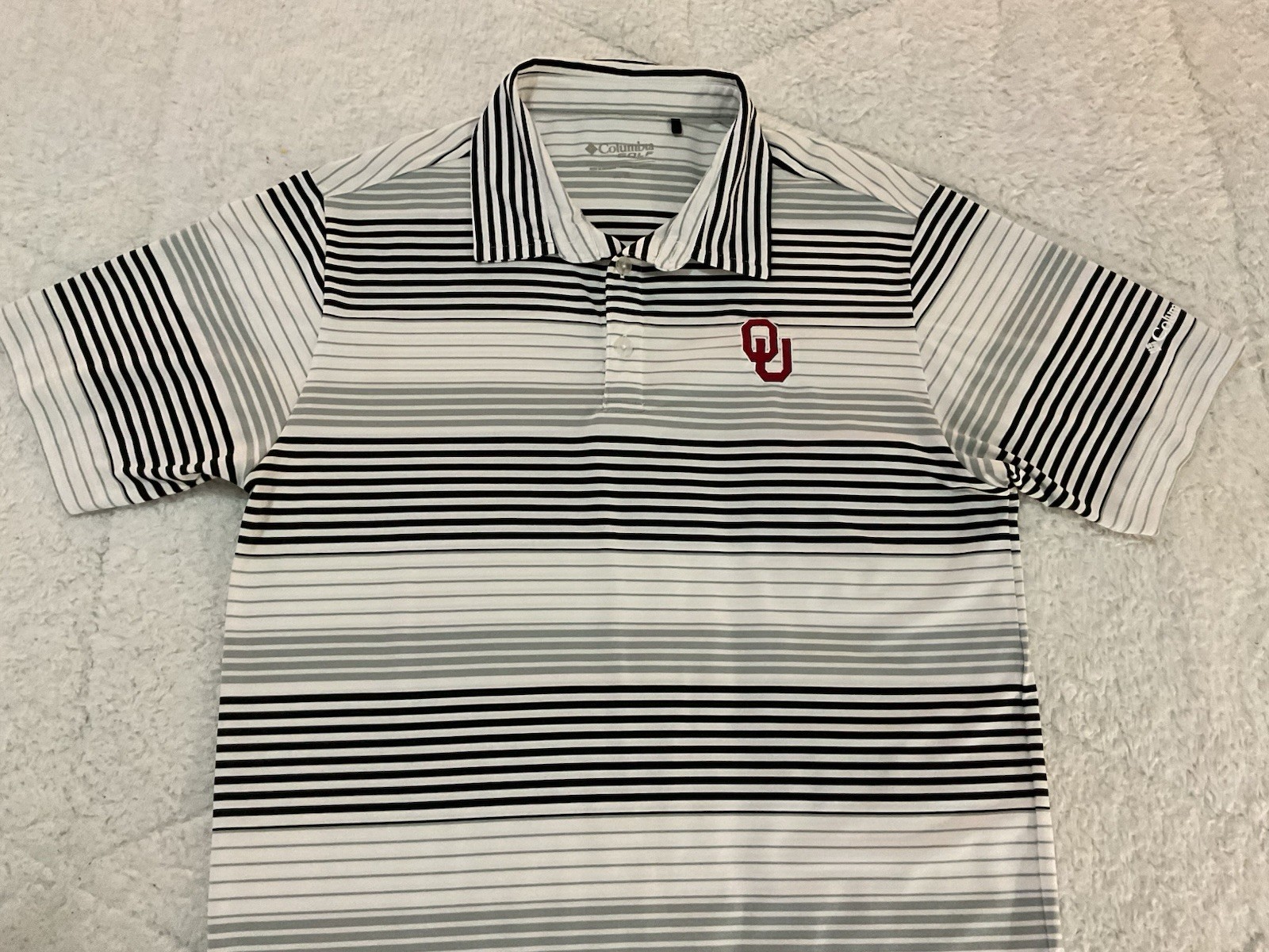 Columbia OU Oklahoma Sooners Mens Medium White Striped S/S Stretch