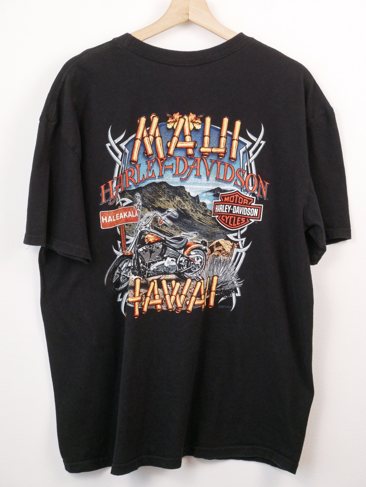 Harley Davidson Mens XL Maui Hawaii Motorcycle Graphic T Shirt Black 2011