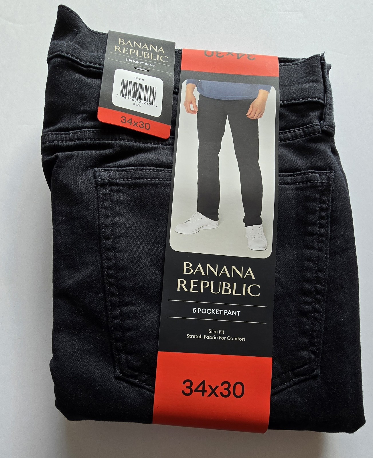 Banana Republic Men’s 5 Pocket Pant Slim Fit Black 34×30