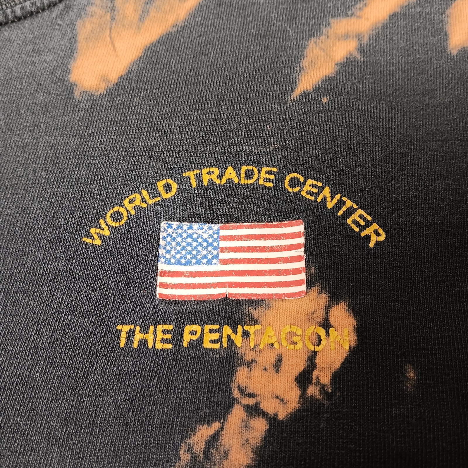 World Trade Center Pentagon 911 T Shirt Large Bleach Dye Bombers Three Wise Men