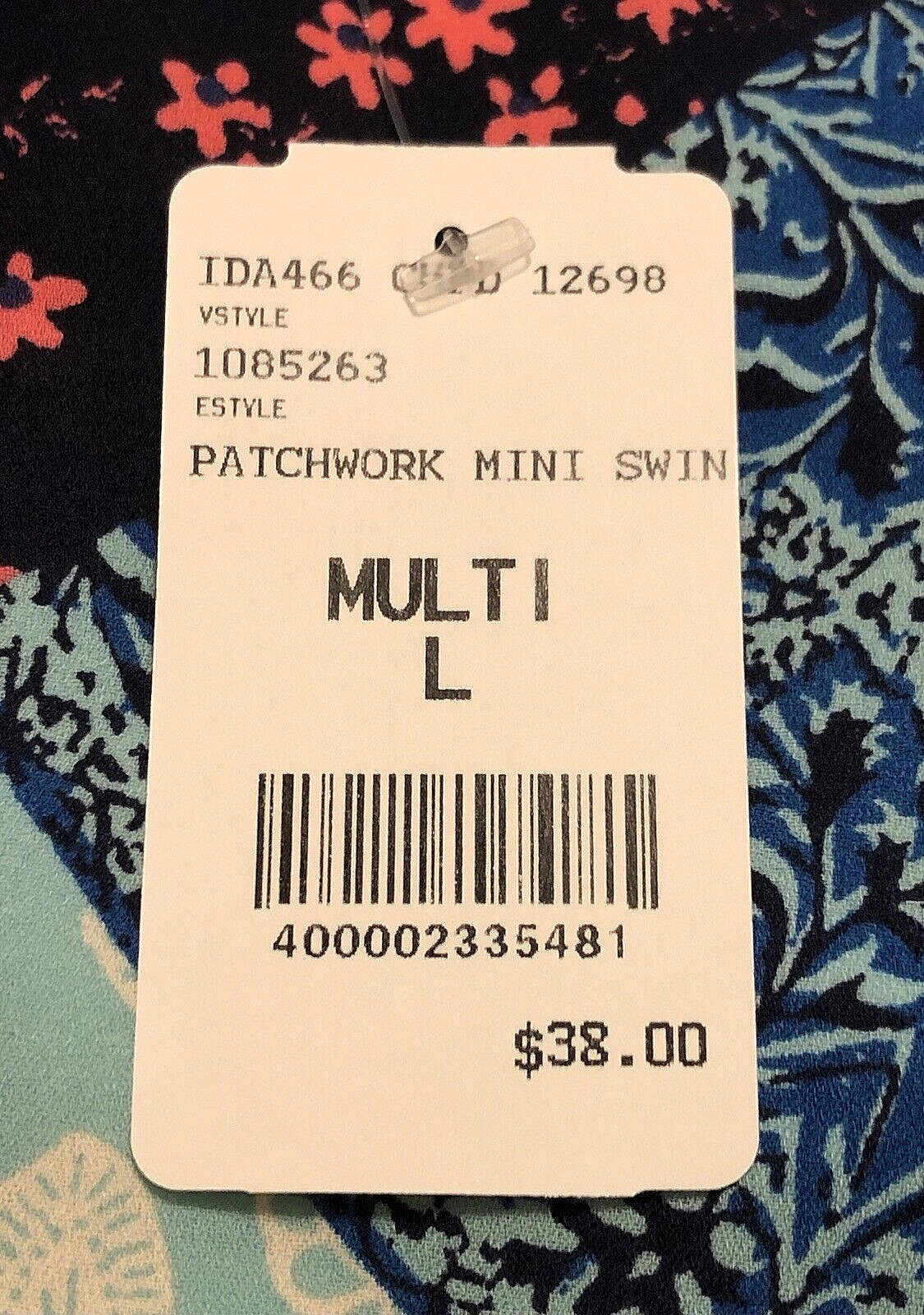 NWT WOMEN’S MOA MOA PATCHWORK MINI SWING DRESS SIZE LARGE MSRP $38.00