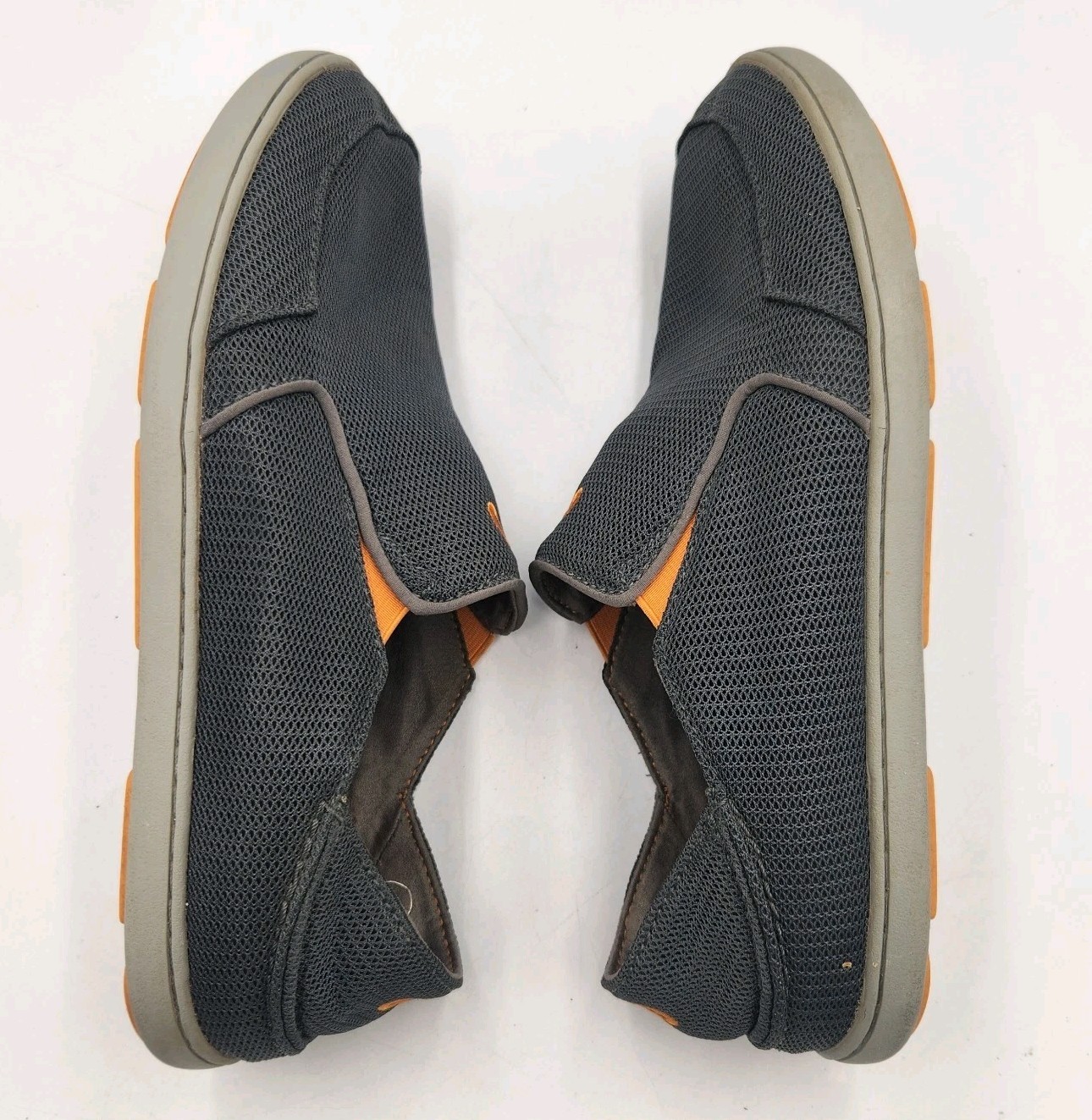 Olukai Nohea Slip On Mesh Shoe Mens 9.5 Charcoal Grey Orange
