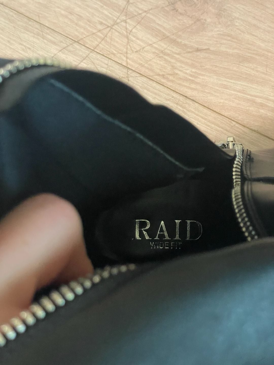 RAID Wide Fit Black Knee High Square Toe Boots Size 5