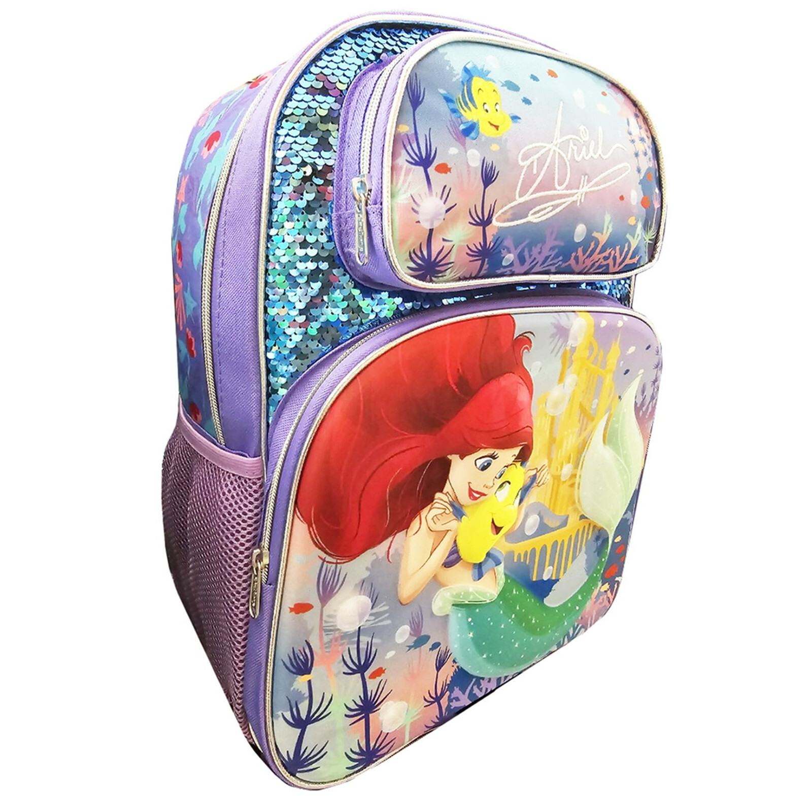 Large Backpack – Disney – Little Mermaid Ariel Bubbles 3D Pop-up 16″