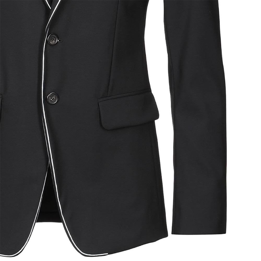 DSQUARED2 Blazer Jacket White Piping Detail Slim Fit Black Size 48 – RP £1371.00