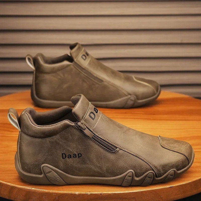 Men’s Casual Ankle Boots Slip On High Top Sneakers Lightweight Walking Shoes