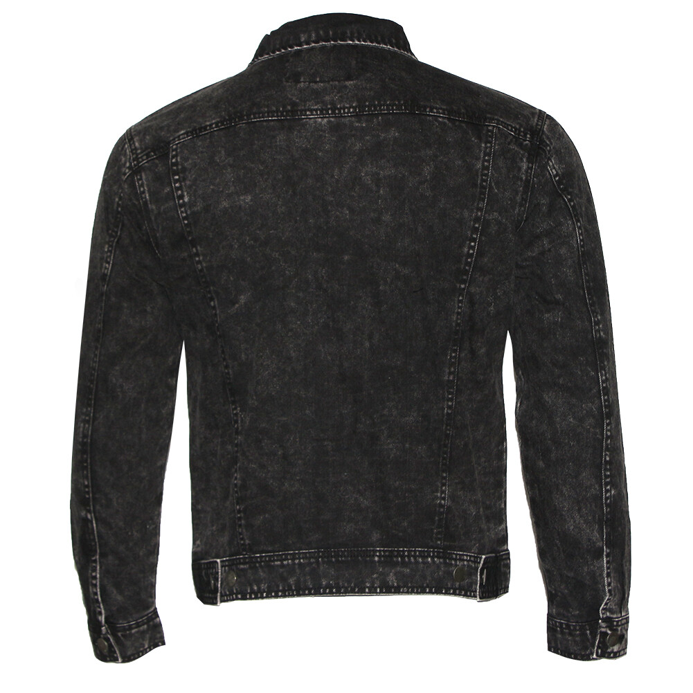 Mens Denim Jean Jacket Faded Premium Cotton Button Up Slim Fit Red Label