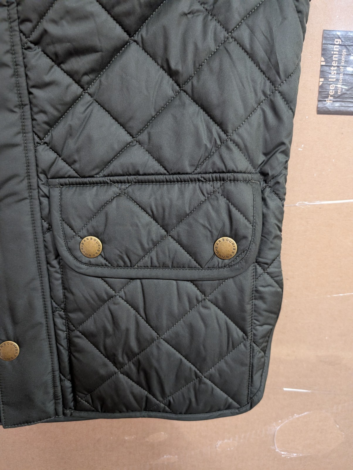 Barbour Men’s Olive Green Lowerdale Quilted Gilet Full Zip Vest Sz Med