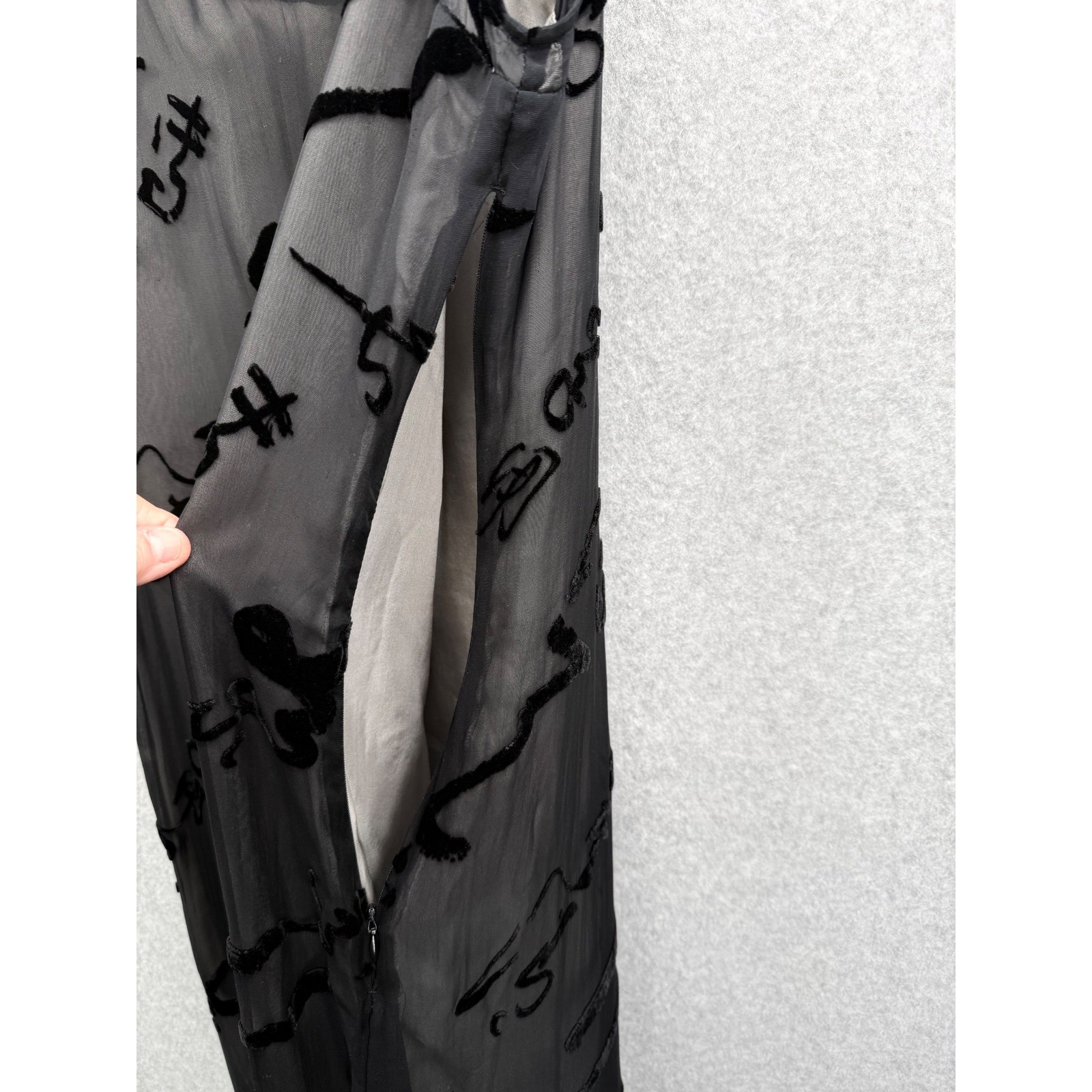 Simone Chin-Chin Dress Women M Black Calligraphy Devore Silk Burnout Avant Garde