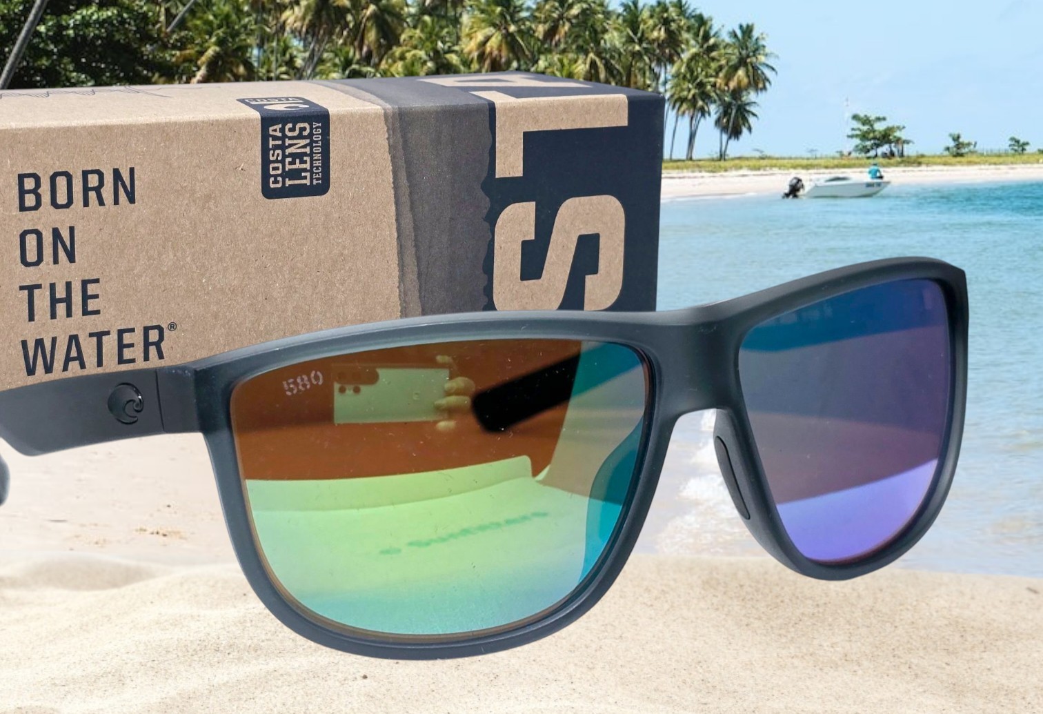 COSTA DEL MAR smoke crystal/green mirror RINCONDO polarized 580G sunglasses NEW!