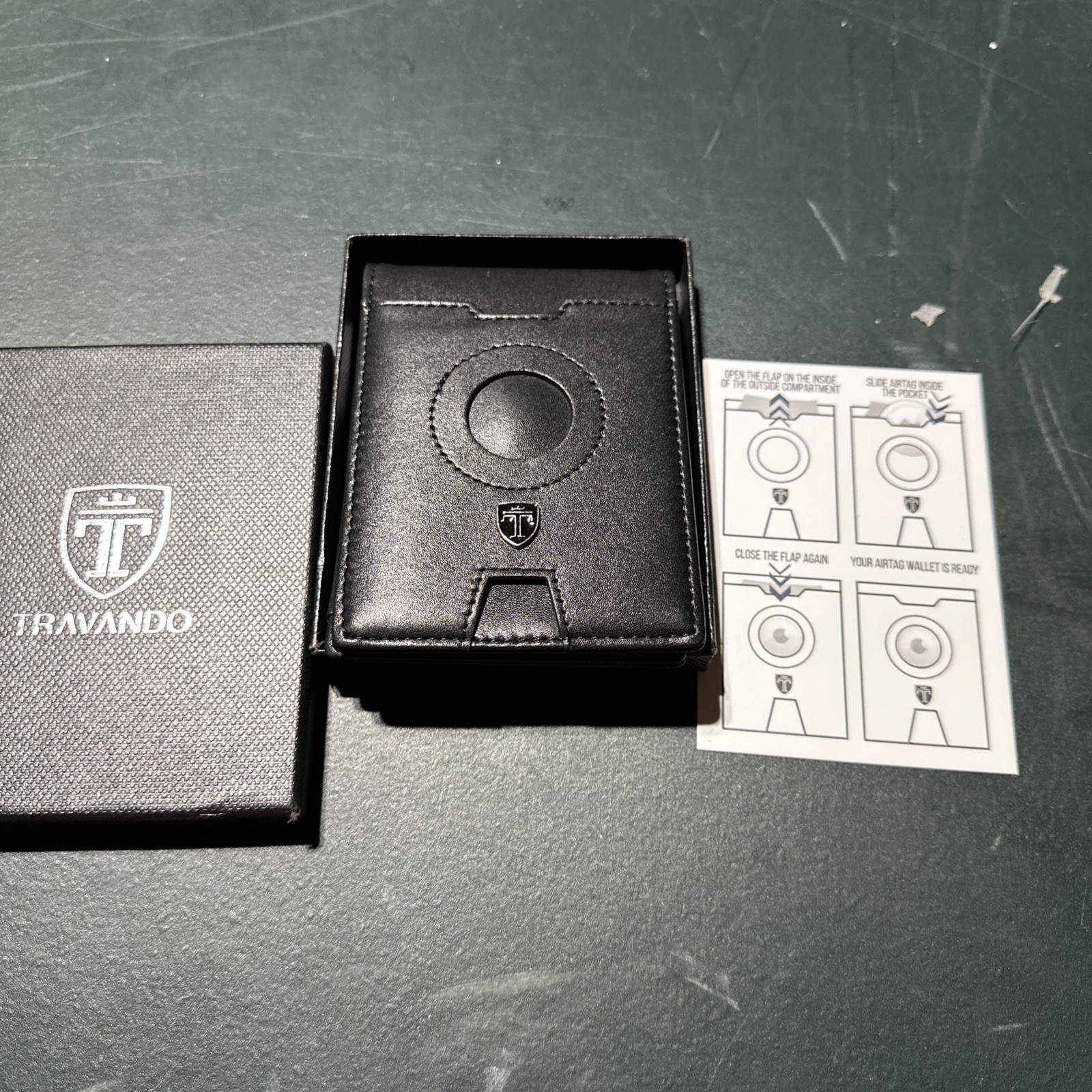 New TRAVANDO AirTag* Wallet Mens with Money Clip Air Standard Size, Black