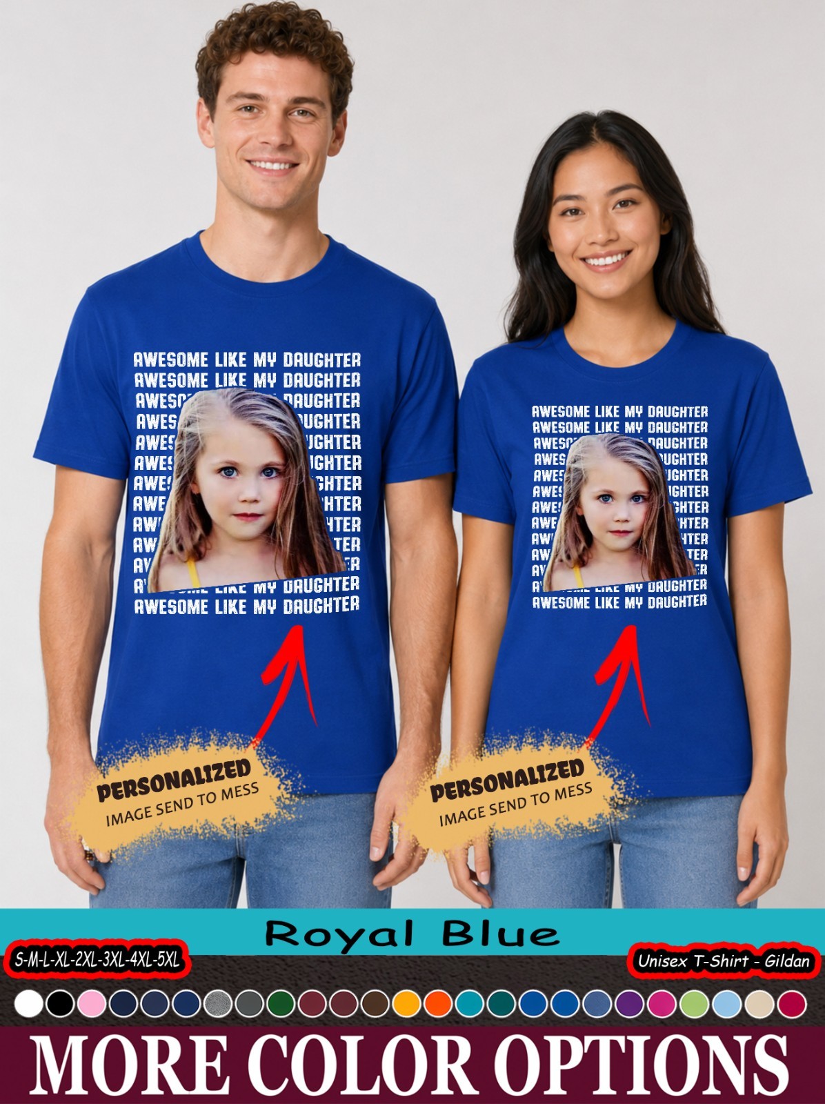 Custom Photo Awesome Like My Daughter Tee, Funny Dad Daughter Matching Family