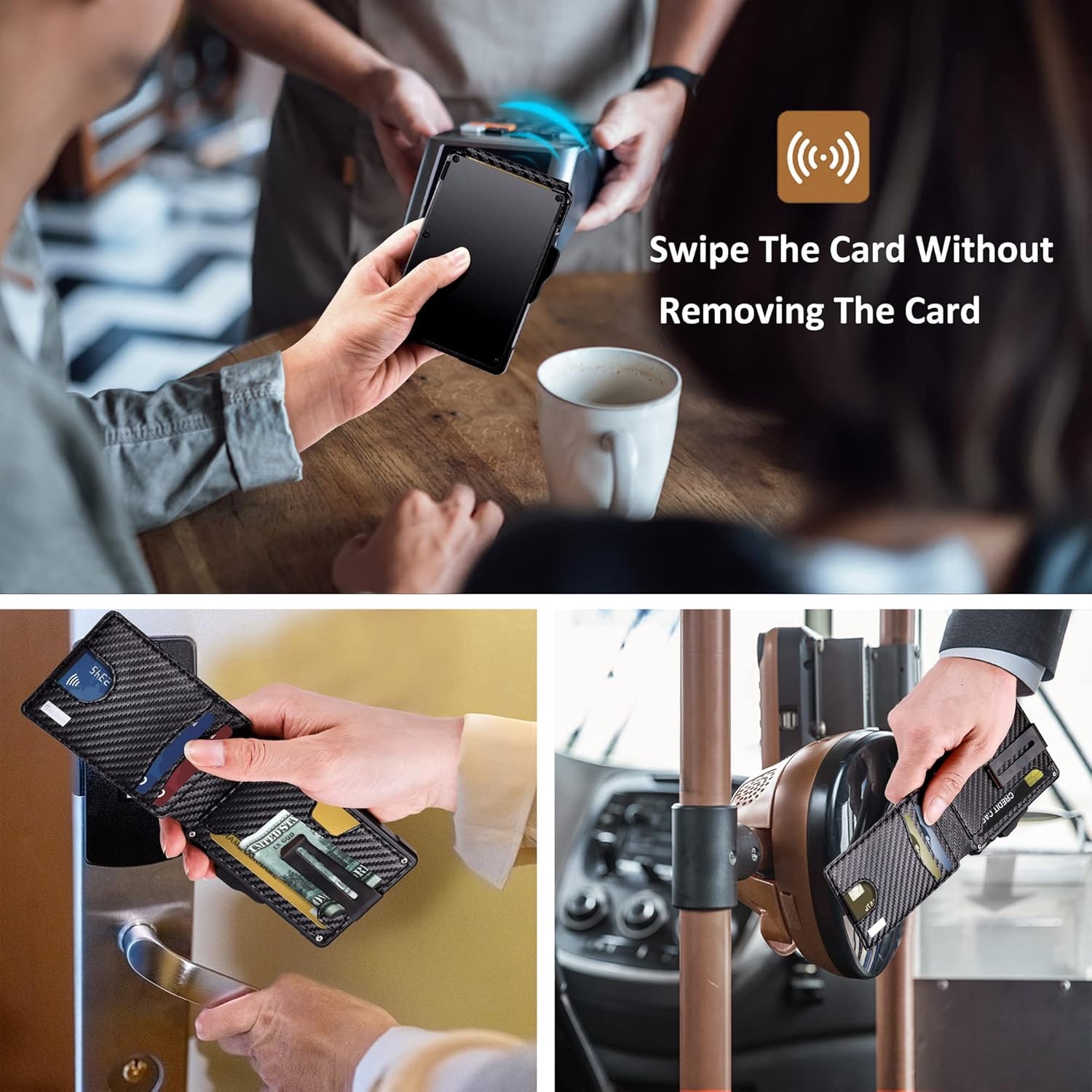 Slim Wallet with Money Clip & ID Window, RFID Blocking Smart Pop Up Card Wallet