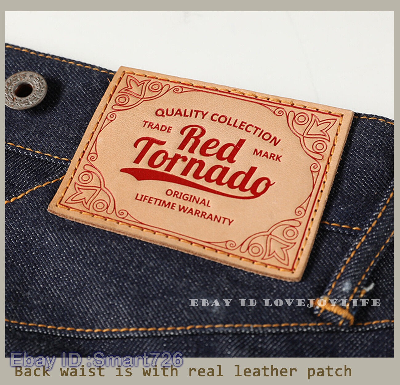 Red Tornado Vintage 16.5oz Men’s Jeans Shrink to Fit Denim Selvage Button Fly