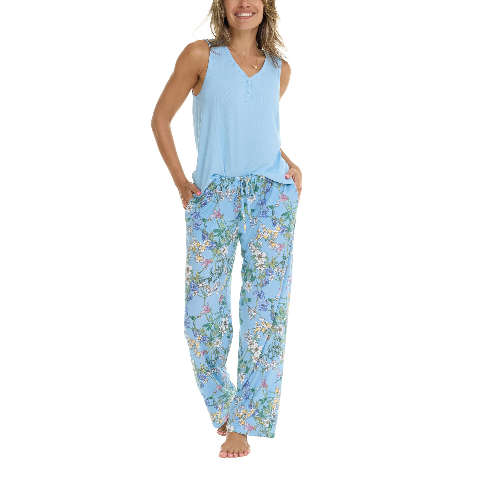 Flora Nikrooz Women’s 3-piece PJ Set Side Pockets on Robe and Pants
