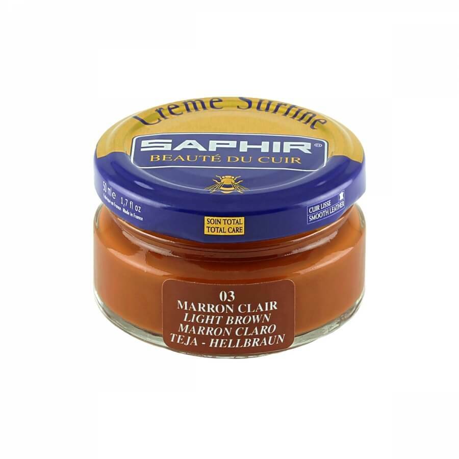 Light Brown Saphir Shoe Cream 50ml Jar – Made in France – Beaute du Cuir
