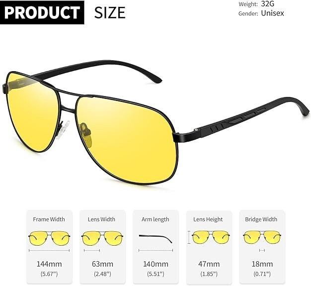 Tac Night Vision Glasses Polarized Sunglasses for Men Anti Glare Driving Goggles