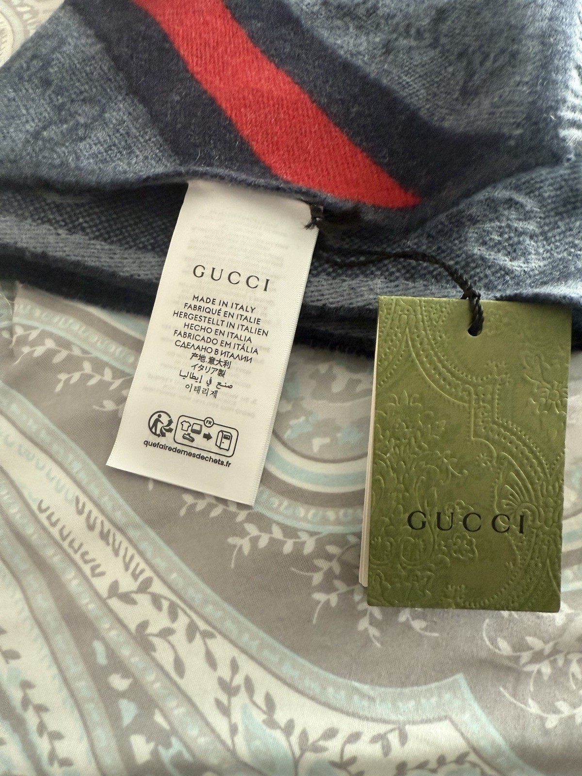 Gucci New Nikky Wool Scarf GG Midnight Blue – Style: 570603 3G200 4068