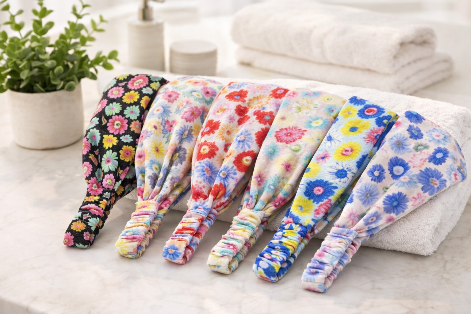 6pcs Women Flower Headwrap Boho Wide Stretch Women Headband Turban Headwear Lot