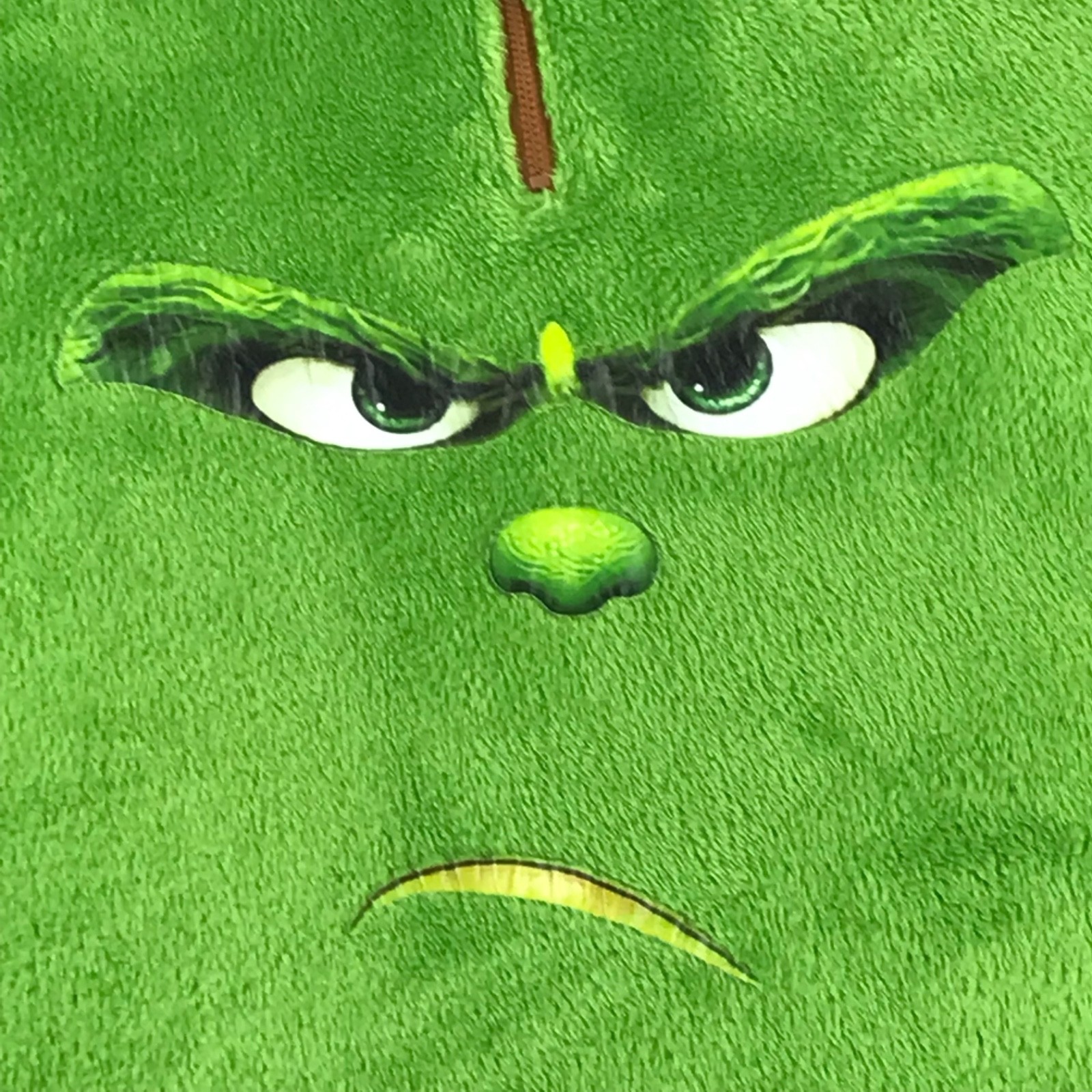 Dr Seuss The Grinch Unisex Green Faux Shearling Zipper Pullover Christmas Large