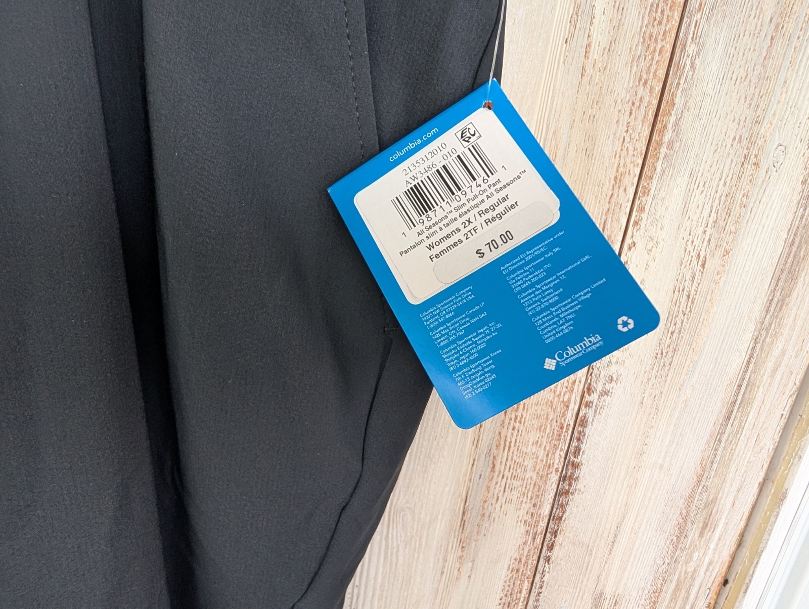 New! Columbia All Seasons Slim Pull-On Black Pants Women’s 2x