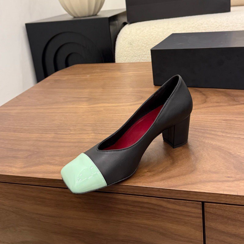 2cm/6cm/8.5cm Square toe High-Heeled Shoes Baotou Thick-Heeled boat shoes Women