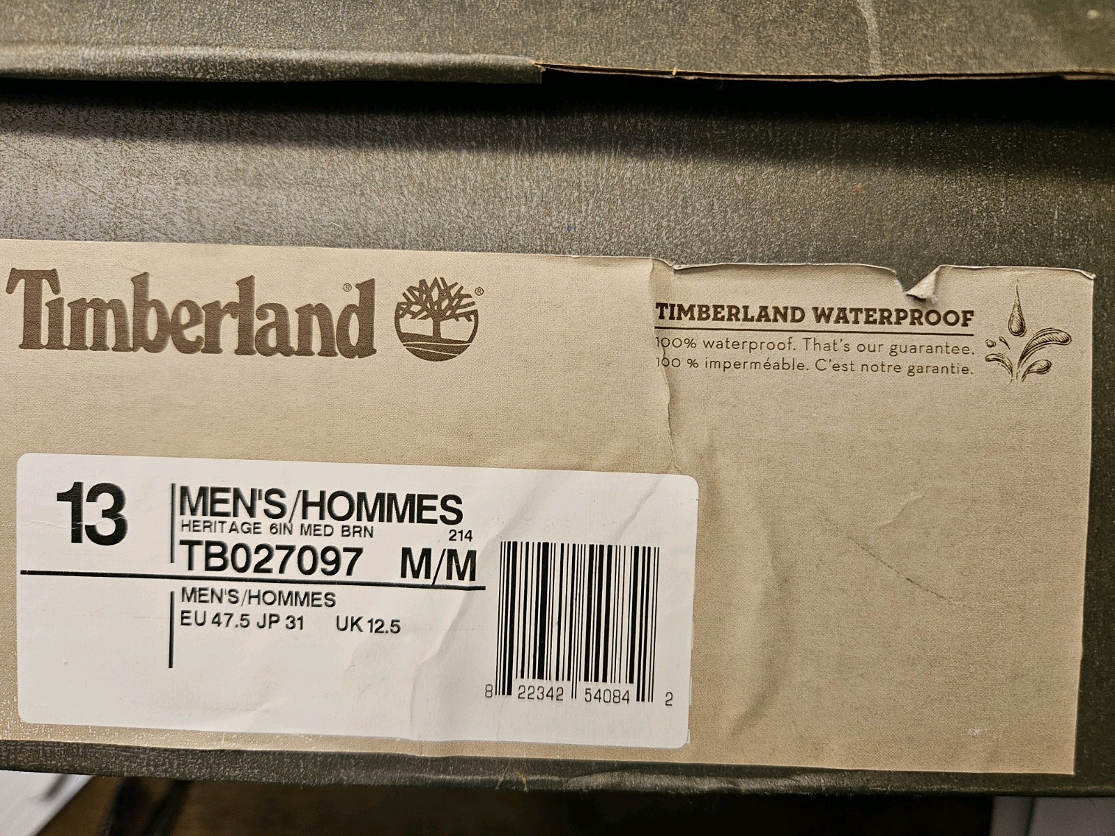 Timberland Heritage 6″ Premium Waterproof Boots TB027097 Brown Mens Size 13M Box
