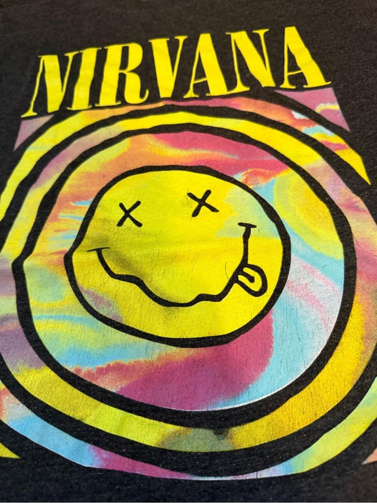 Nirvana Black Graphic Short Sleeve Tee with Yellow Logo