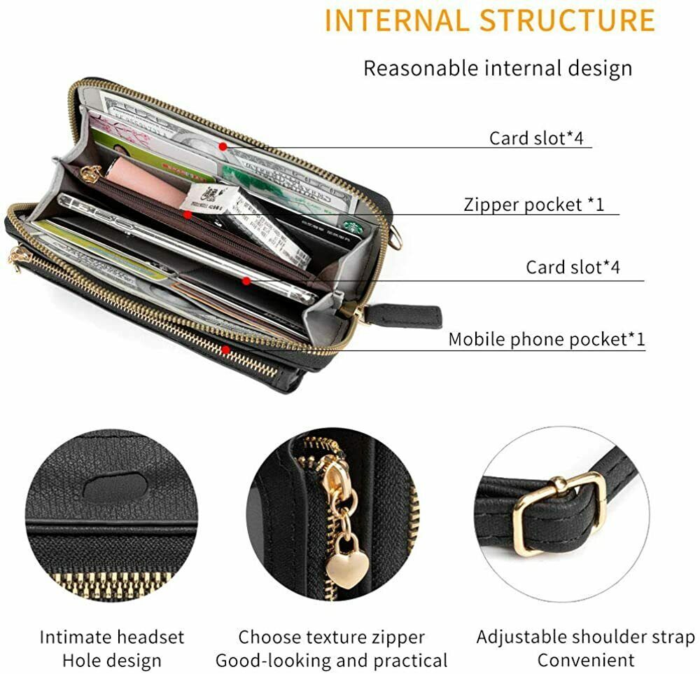 Women’s Wallet Touch Screen Cellphone Crossbody Bag RFID Blocking Purse Handbag