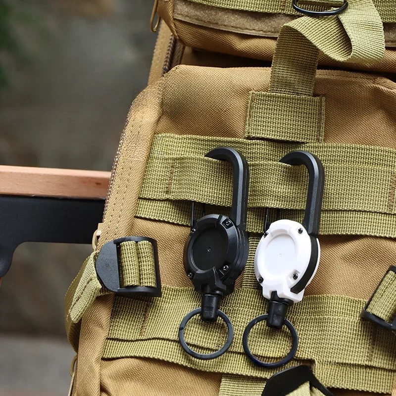 1/2/4Pcs Retractable Heavy Duty Reel Carabiner Keychain Badge Holder Steel Wire