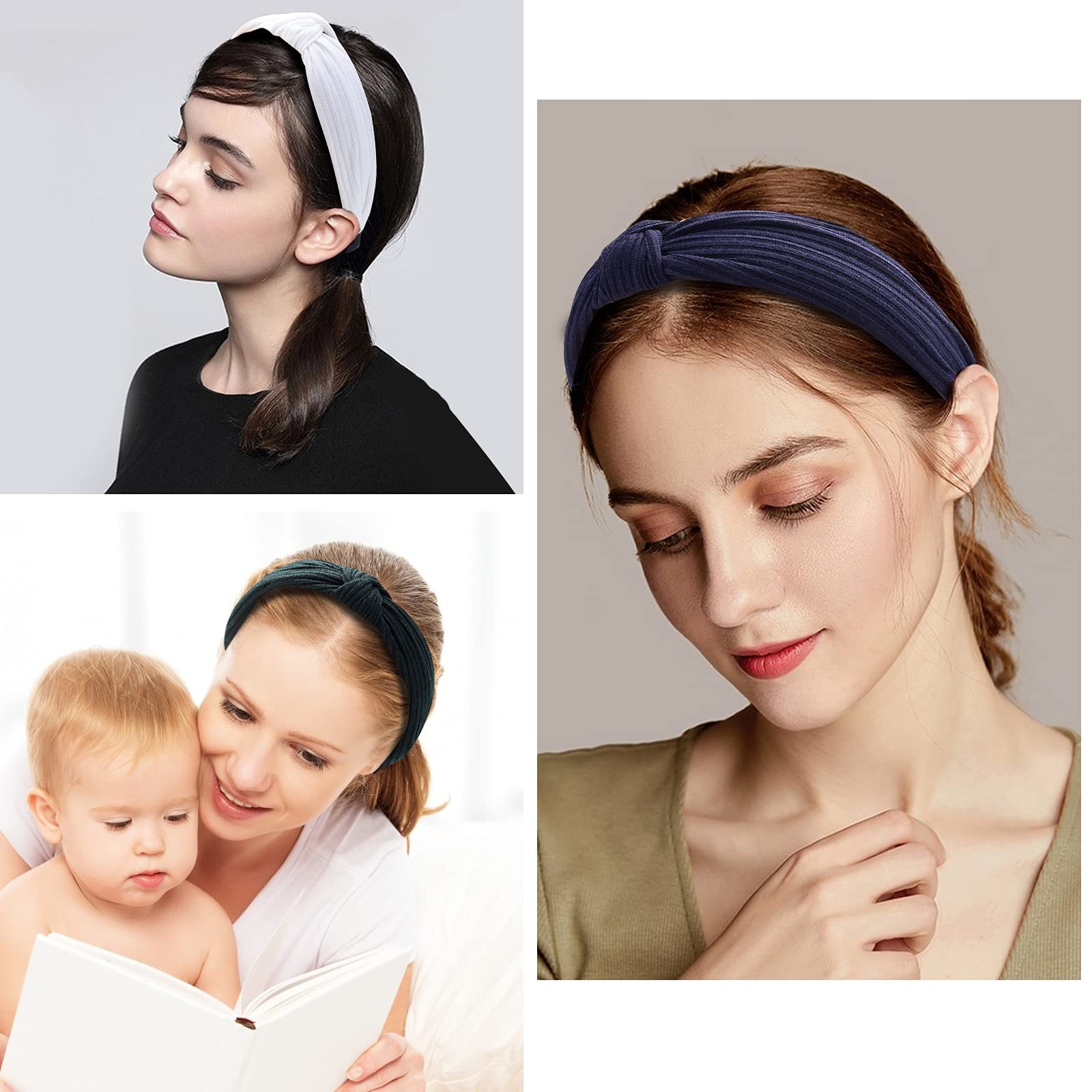 10 Pack Knotted Wide Headbands for Women Cute Fashion Head Pure color series