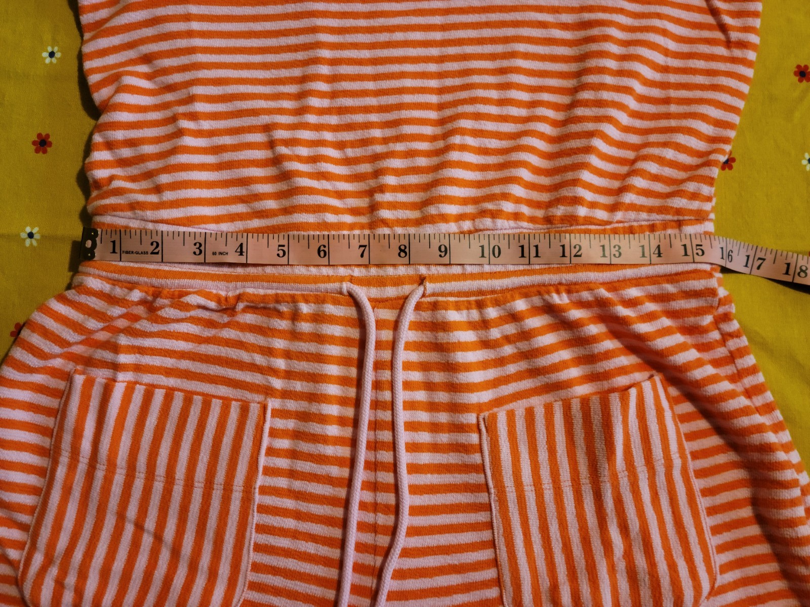 Women’s Free Assembly Orange Pink Striped Sleeveless Cotton Terry Cloth Romper M