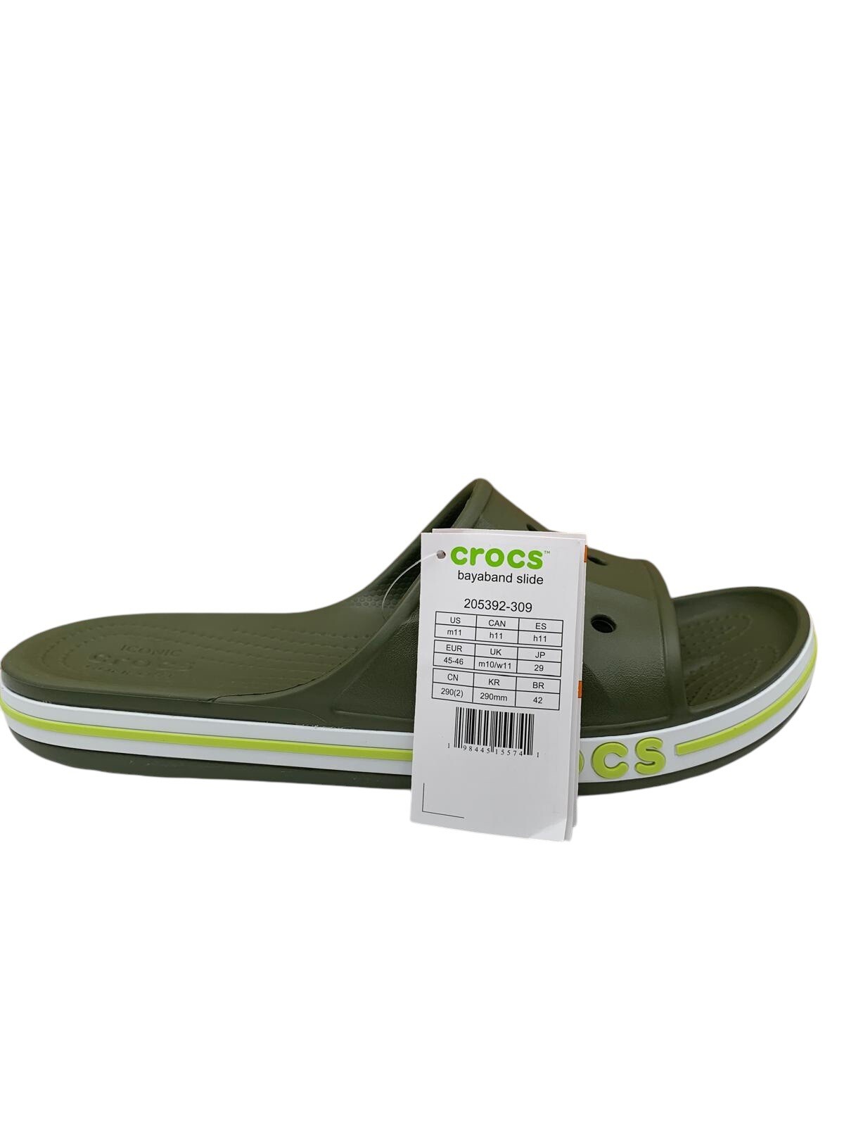 Crocs Bayaband Men’s Slide Sandals Size 10 Army Green Water Friendly