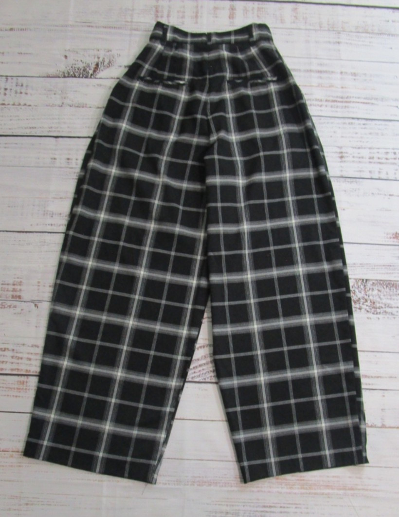 Garage Black White Plaid Checkered Wide Leg Pleated Casual Work Pants Womens XS