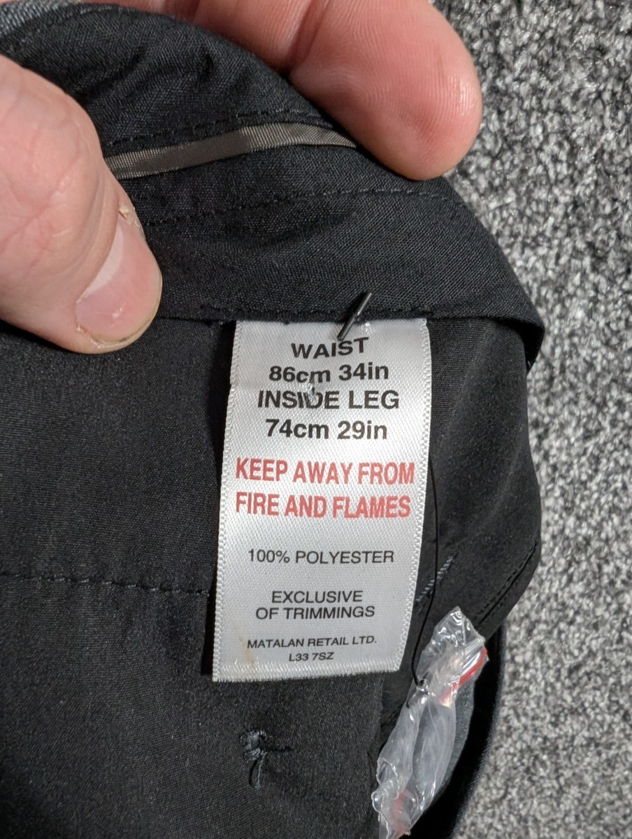 Taylor & Wright Mens Trousers 34in Waist 29in Leg Grey Regular Fit Polyester