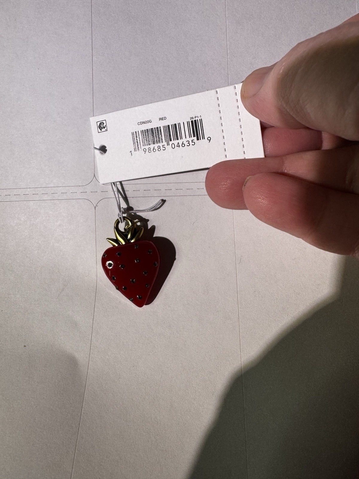Coach Metal Strawberry Charm Red Gold Rhinestone Accent Women