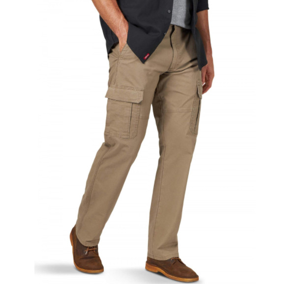 Men’s Wrangler Cargo Pants w/ Stretch Relaxed Fit Brown Tech Pocket CHOOSE SIZE