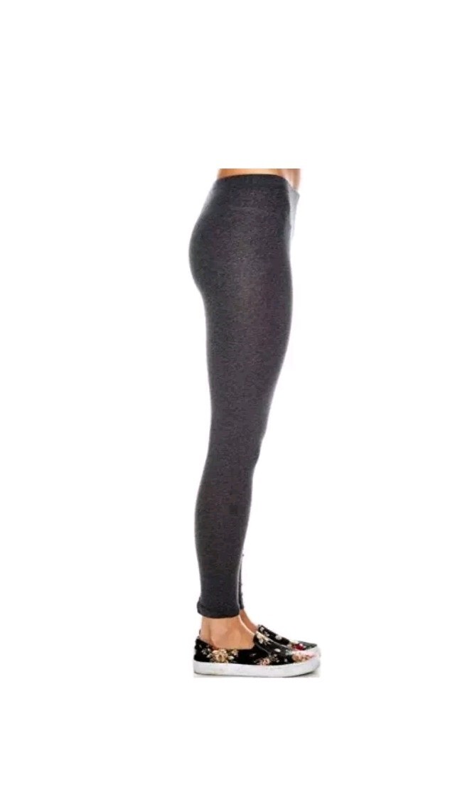 Bozzolo Grey Plain Basic Solid Cotton Ankle Length Long Full Leggings