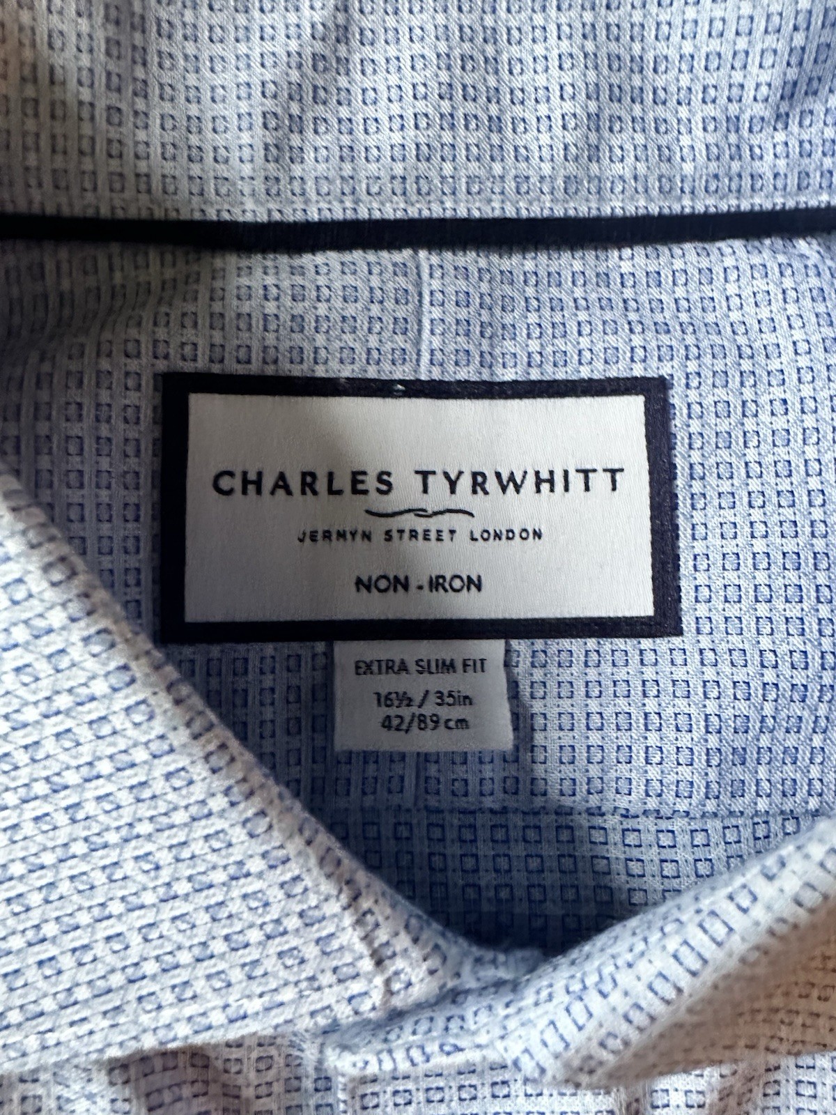 Charles Tyrwhitt Lot 2 Extra Slim Non-Iron Check Dress Shirts 16.5/35 Blue