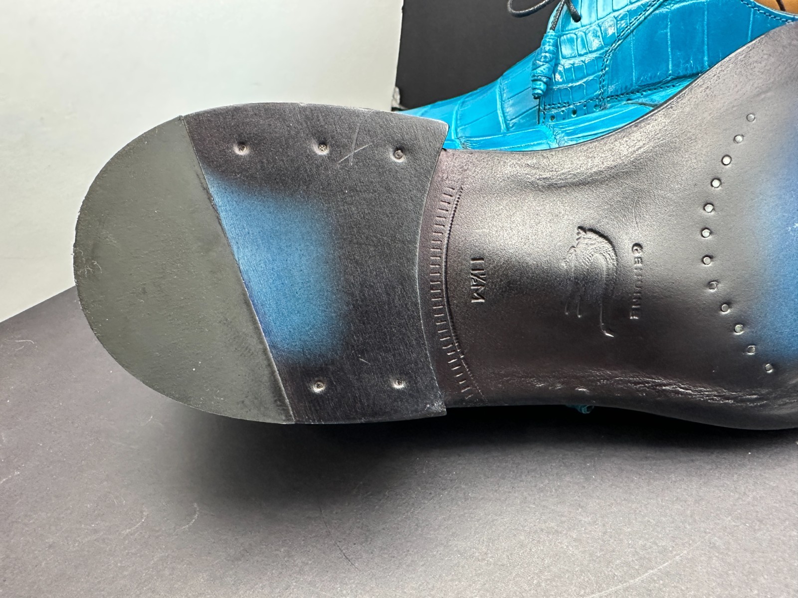Mezlan Size 11.5 M Crocodile Blue Lace Up Spain Dress Shoes MEN’S