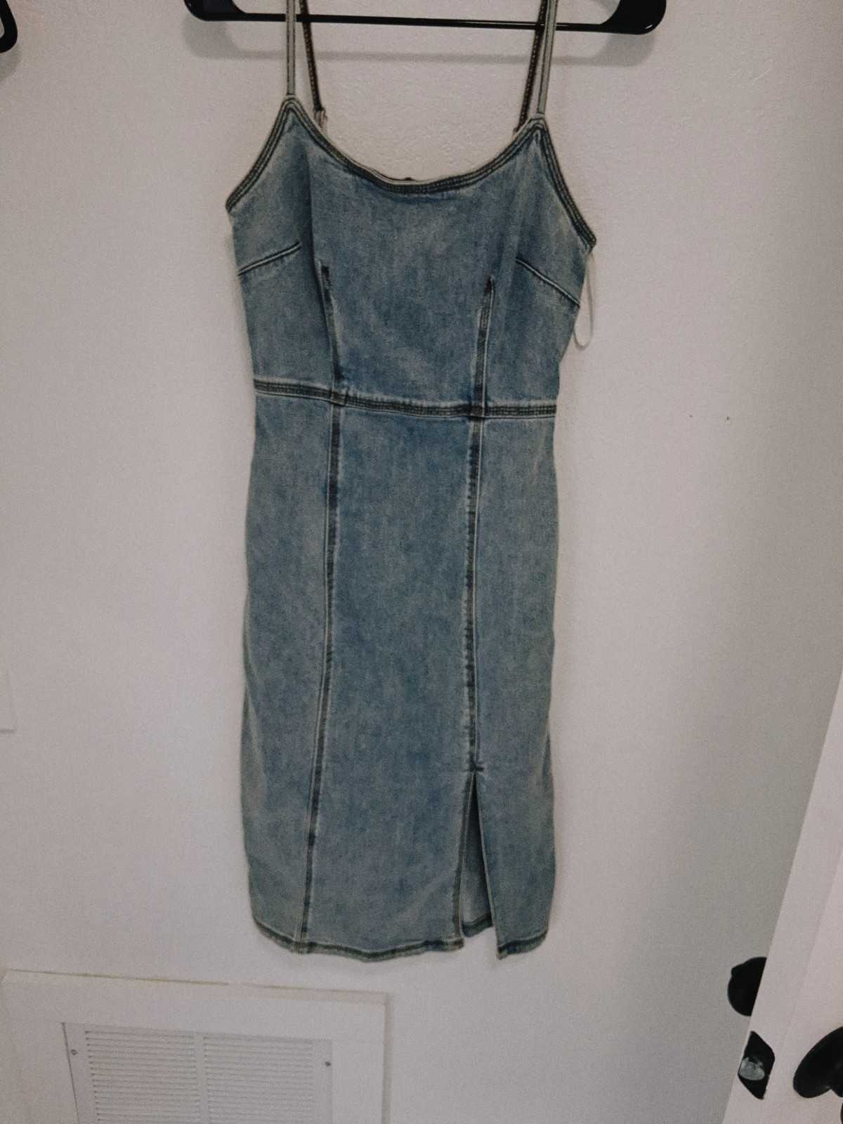 Steve Madden Denim Dress Size 4 Midi Spaghetti Strap Gisele Blue