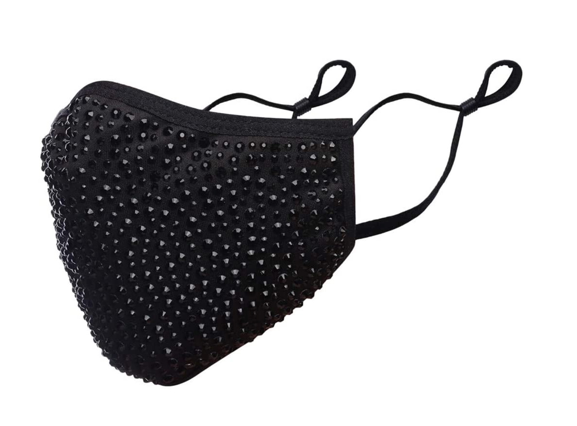 Rhinestone Bling Crystal Face Mask Reusable Washable With Filter Pocket