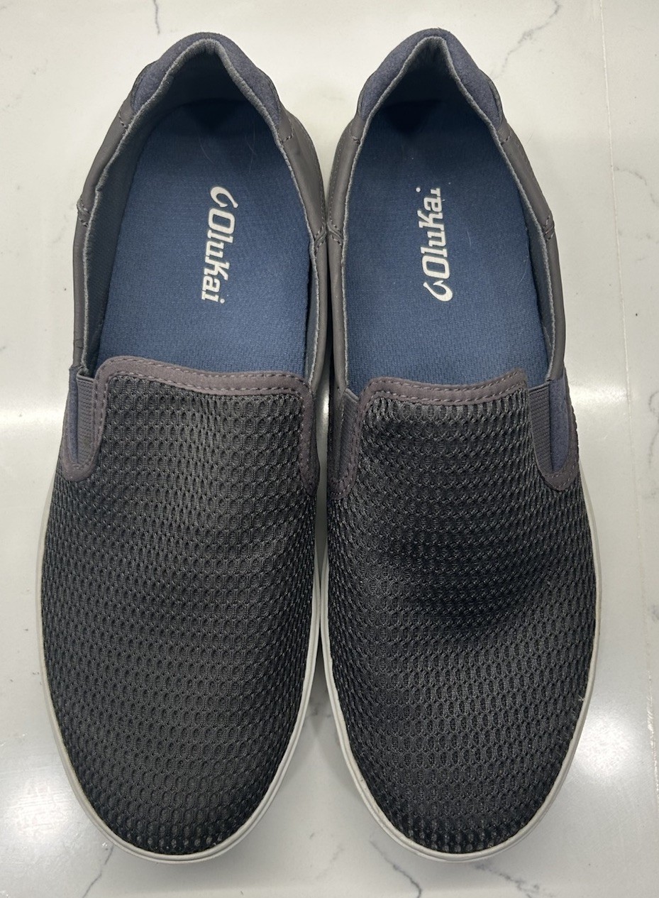 Olukai Lae’ahi Slip On Sneakers Shoes Mens 9.5M Grey Gray Mesh Casual Pavement
