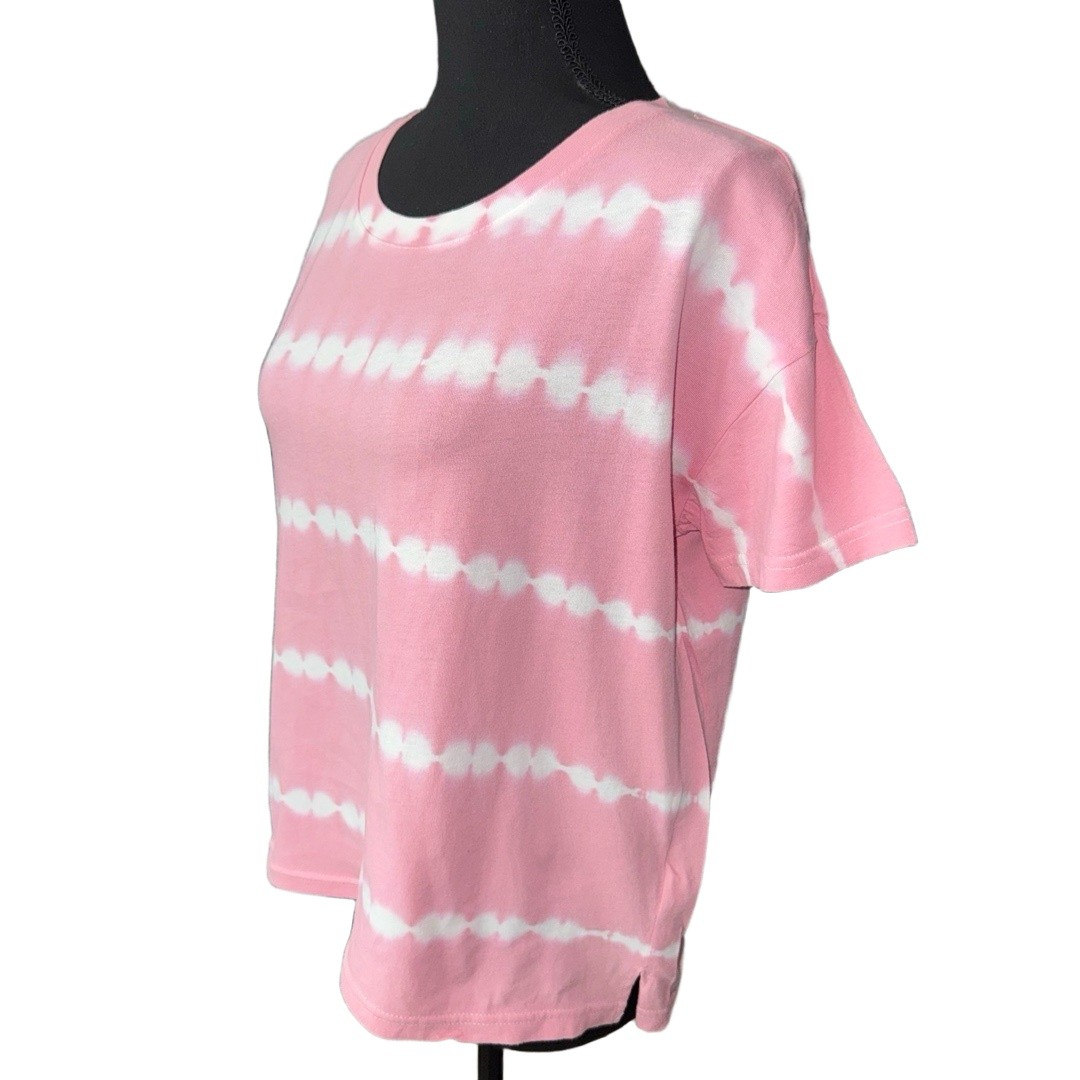 RAILS Women’s Roman Cotton Tee in Pink Waves Tie Dye-Size Small