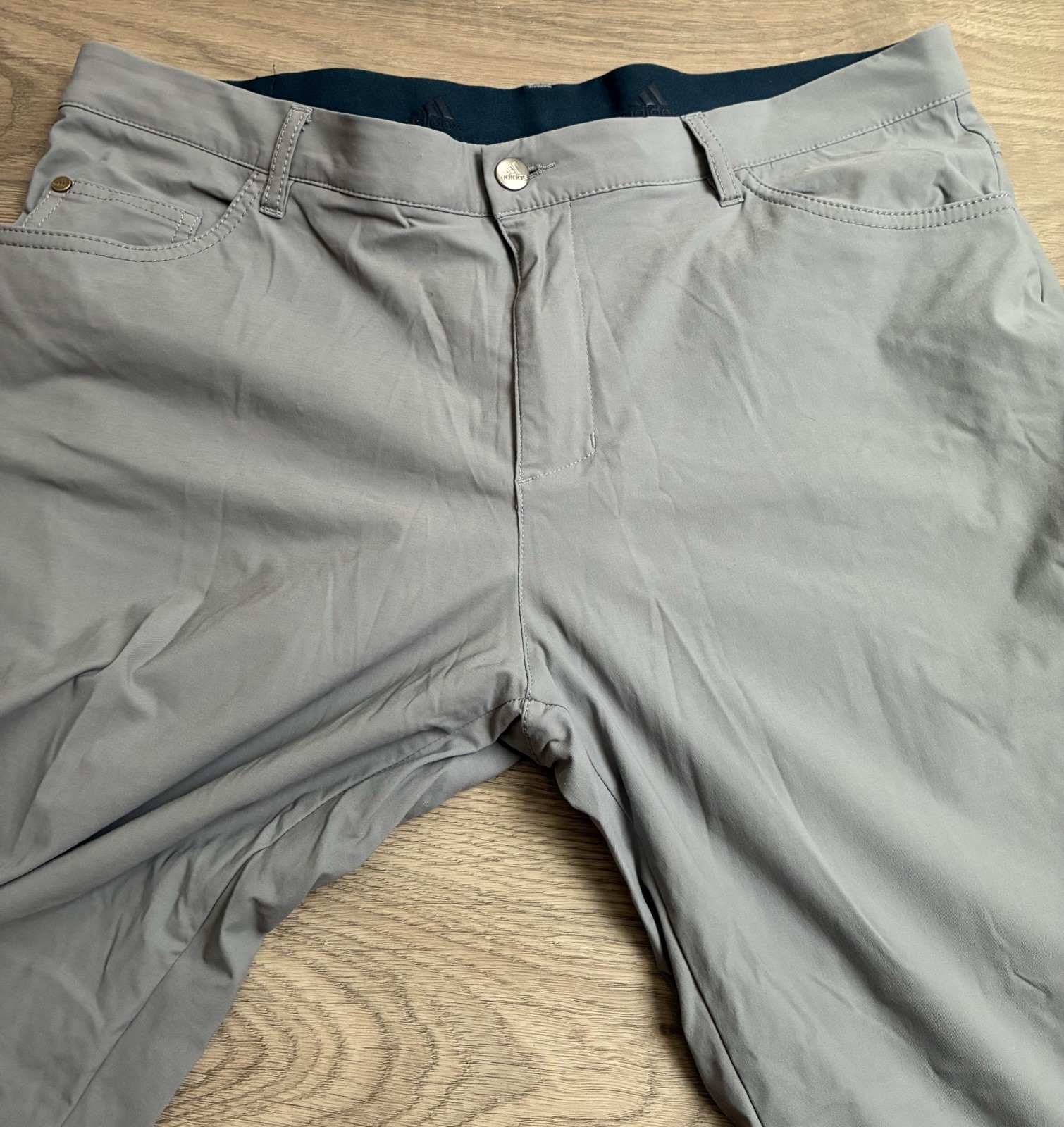 Adidas Go to 5 Pocket Pants Men’s 35×30 Gray Tapered Fit Stretch Golf Chino