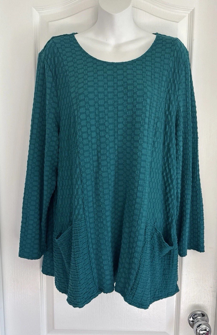 Habitat Clothes To Live In Top Womens XL Textured Tunic Lagenlook Pockets