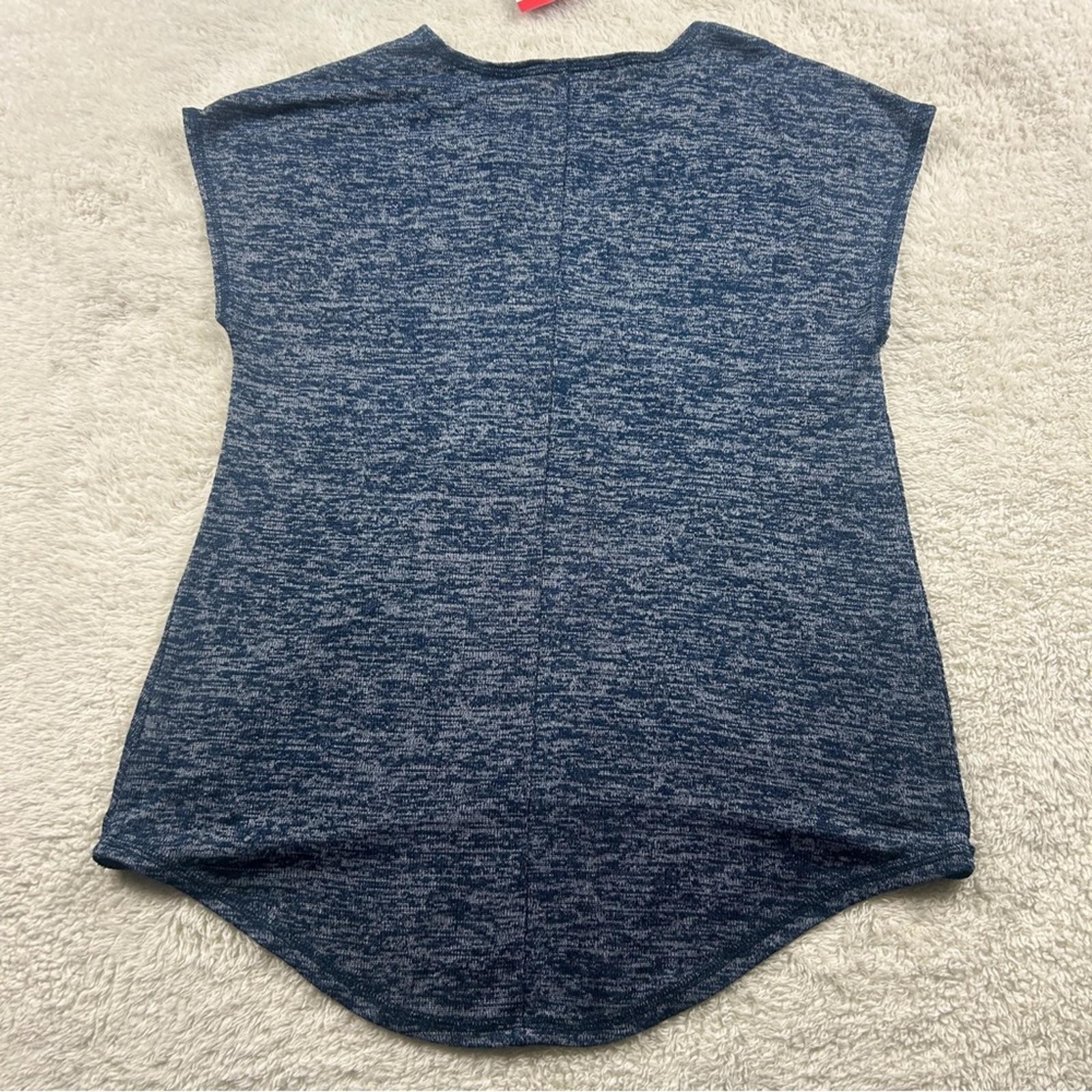 NWT Rachel Roy Women’s Navy Heathered Twist Front Blouse Cap Sleeve Top Medium